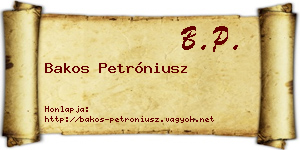 Bakos Petróniusz névjegykártya